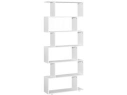Estante de Madeira com 6 Prateleiras em Forma de S Branco ZACHARY