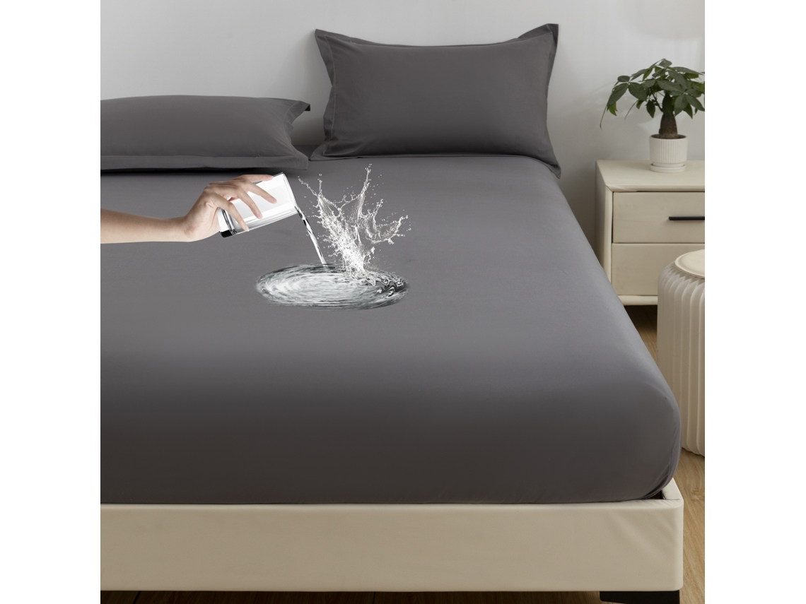 Protetor De Colchão Impermeável Czhhmart 100cmx200cm (com Par De Fronhas) Cinza