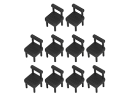 Primerox 10pcs Cadeiras de Jantar Miniatura 1:12 Mobília Casinha de Bonecas Preto Detalhes Reais