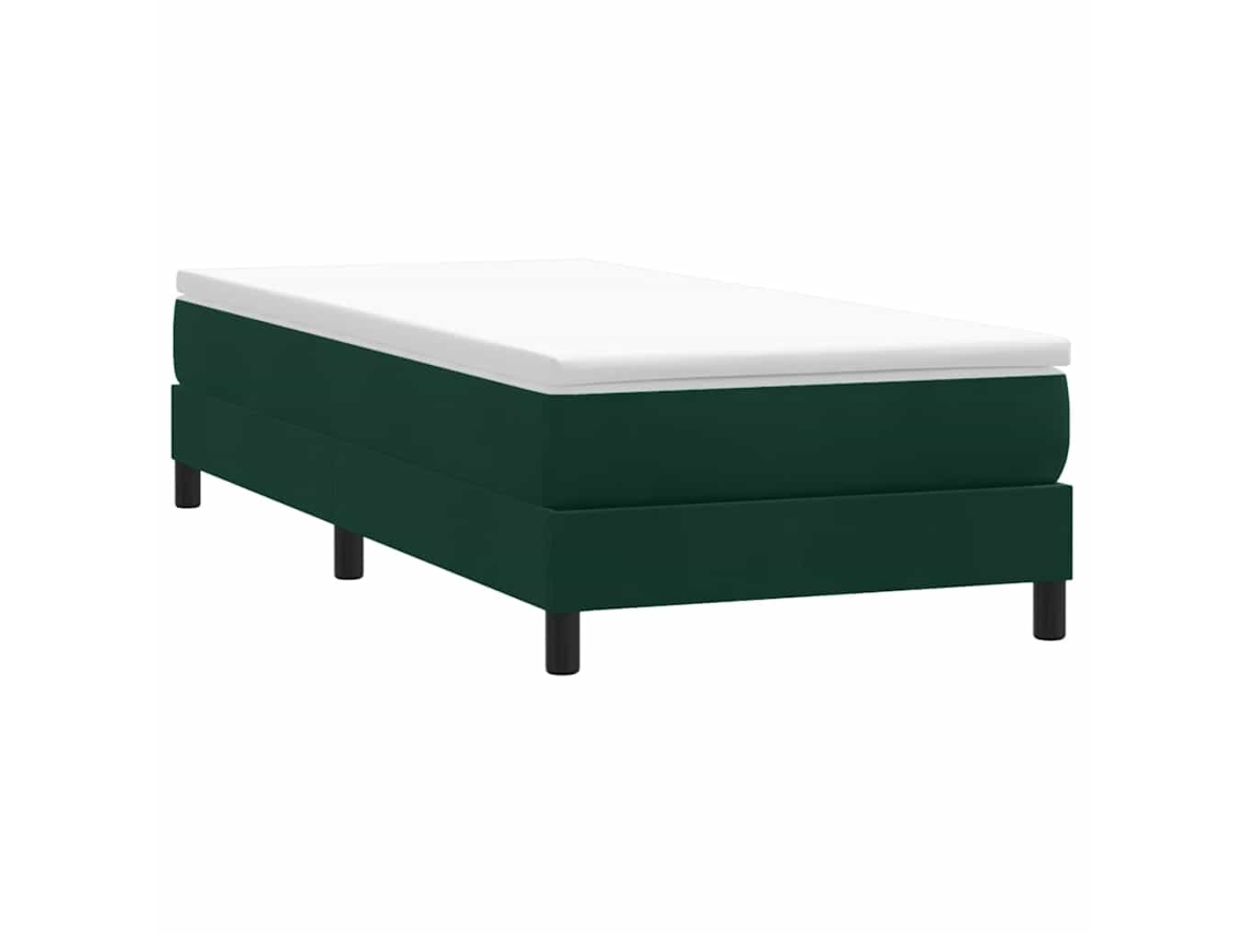 Vidaxl Box Cama De Molas Sem Colchão Verde Escuro 100x210 Cm Veludo