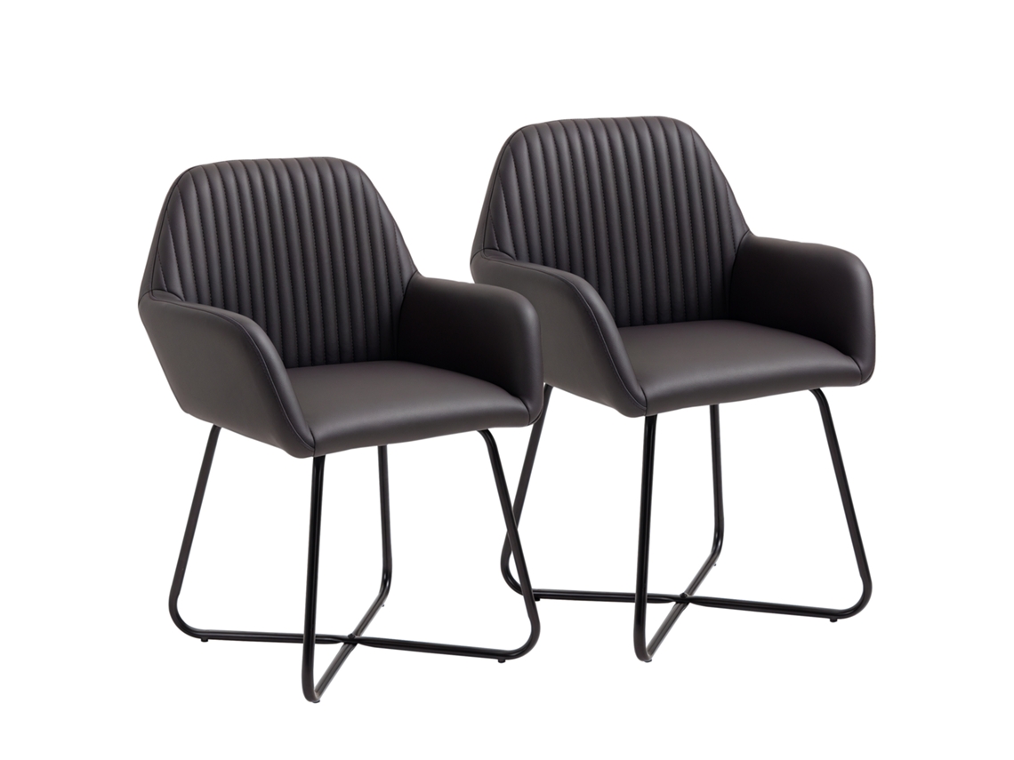 Conjunto de 2 cadeiras de jantar LAXISCREED estilo vintage, estofadas em material sintético, 54x53x81 cm, brancas e marrons.