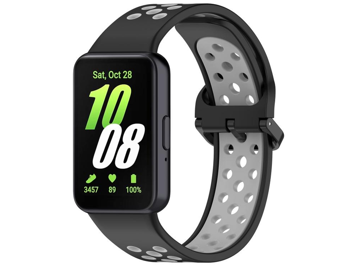 Bracelete para Samsung Galaxy Fit 3 Silicone Respirável Bicolor Preto e Cinza XIAOMOYU