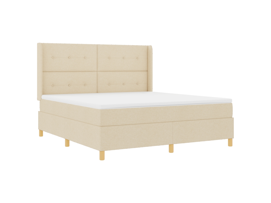Conjunto 1 Cama Contemporânea Vidaxl Creme Tecido (180 X 200 Cm)