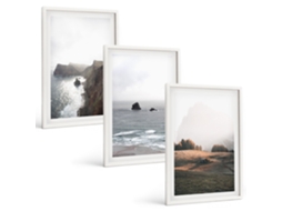Quadros Decorativos Para Parede Paisagens De Montanhas E Mar Moldura Branca Quadros Para O Escritório Espelharte (3 Piezas De 40x60 Cm)