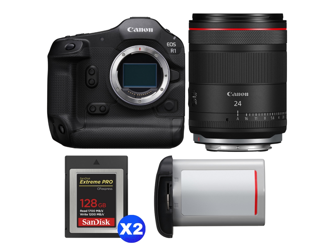 Eos R1 + Rf 24mm F/1.4 L Vcm + 2 Sandisk 128gb Extreme Pro Cfexpress Type B + Canon Lp e19 + Ebook “20 Dicas para Fotos Que Impressionam” CANON