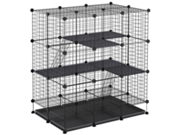 Roedores Modulares do Recinto do Parque de Gaiolas. L 111 X L 75 X H 119 Cm 3 Níveis 4 Portas Metal Fio Preto Ge