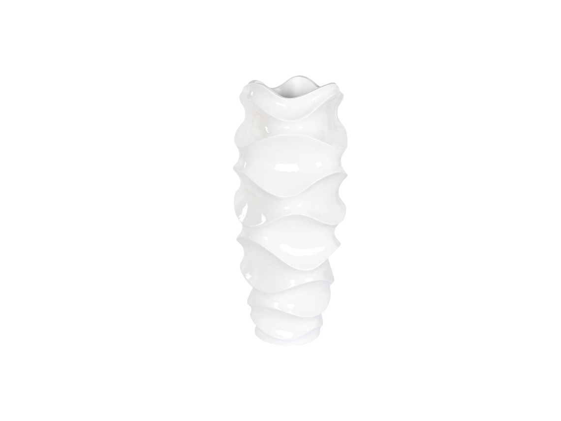 Plantador HOME ESPRIT Branco Fibra de Vidro Ondas 44 X 44 X 101 Cm