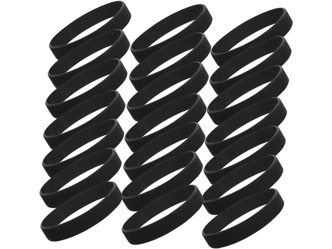 Conjunto Angooily com 50 pulseiras de silicone ajustáveis para mulheres e acessórios para eventos, festas e equipamentos.