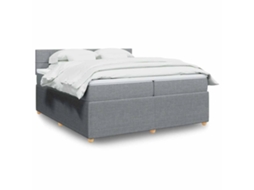 Vidaxl Cama Com Molas/colchão 200x200 Cm Tecido Cinza-claro