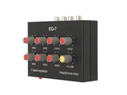 Equalizador de Som de 7 Bandas Entrada de Saída Ajuste de Graves de 12Db Equalizador Digital de 2 Canais Interface de 3,5 Mm para Gravação Strea