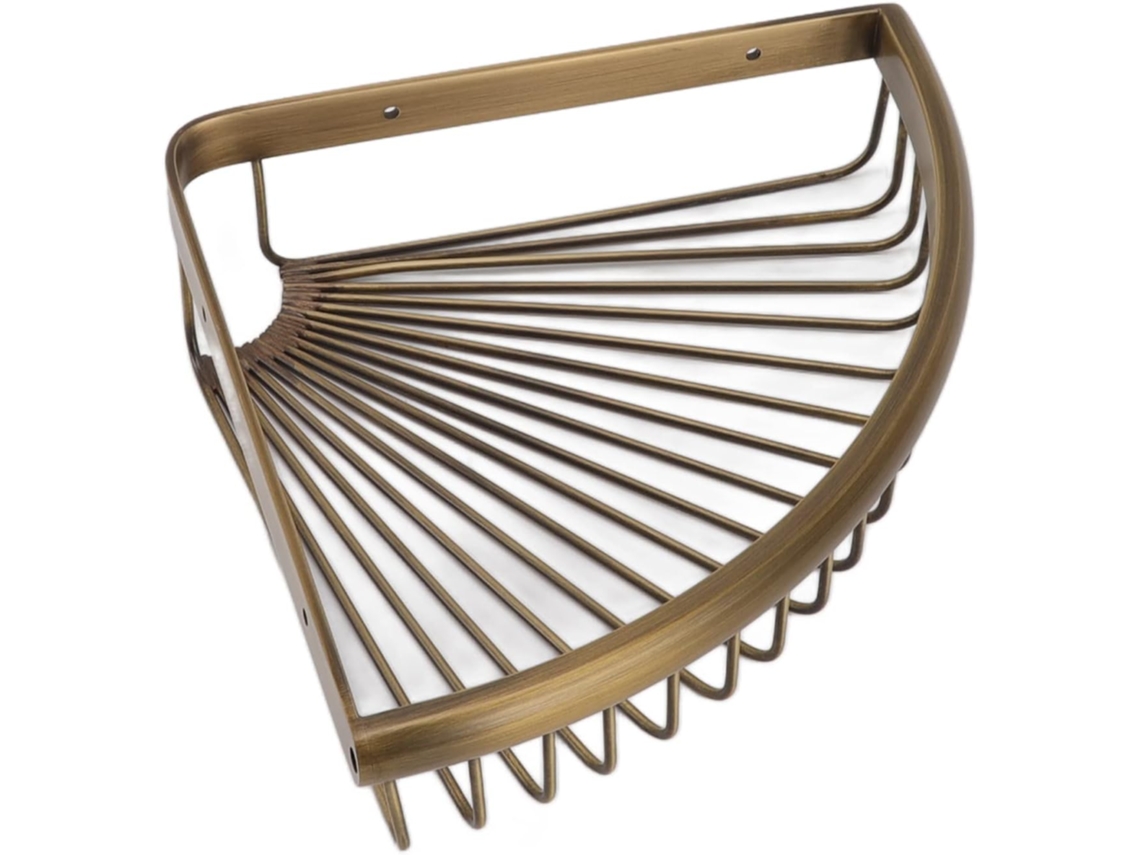 Prateleira De Canto Triangular Vintage Em Latão Da Cryfokt Para Organizar Itens De Chuveiro No Banheiro, Prateleira De