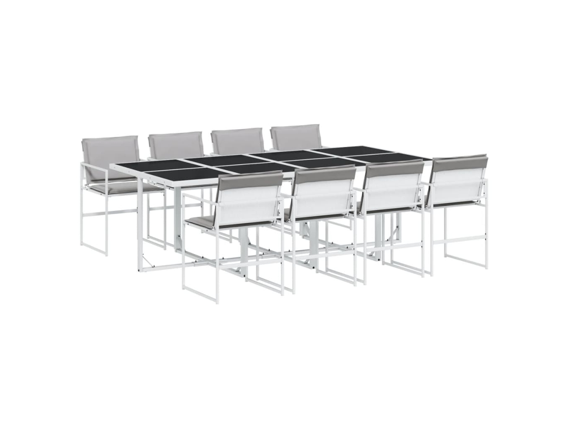 Maison Exclusive - 9 Pcs Conj. De Jantar P/ Jardim C/ Almofadões Textilene Branco