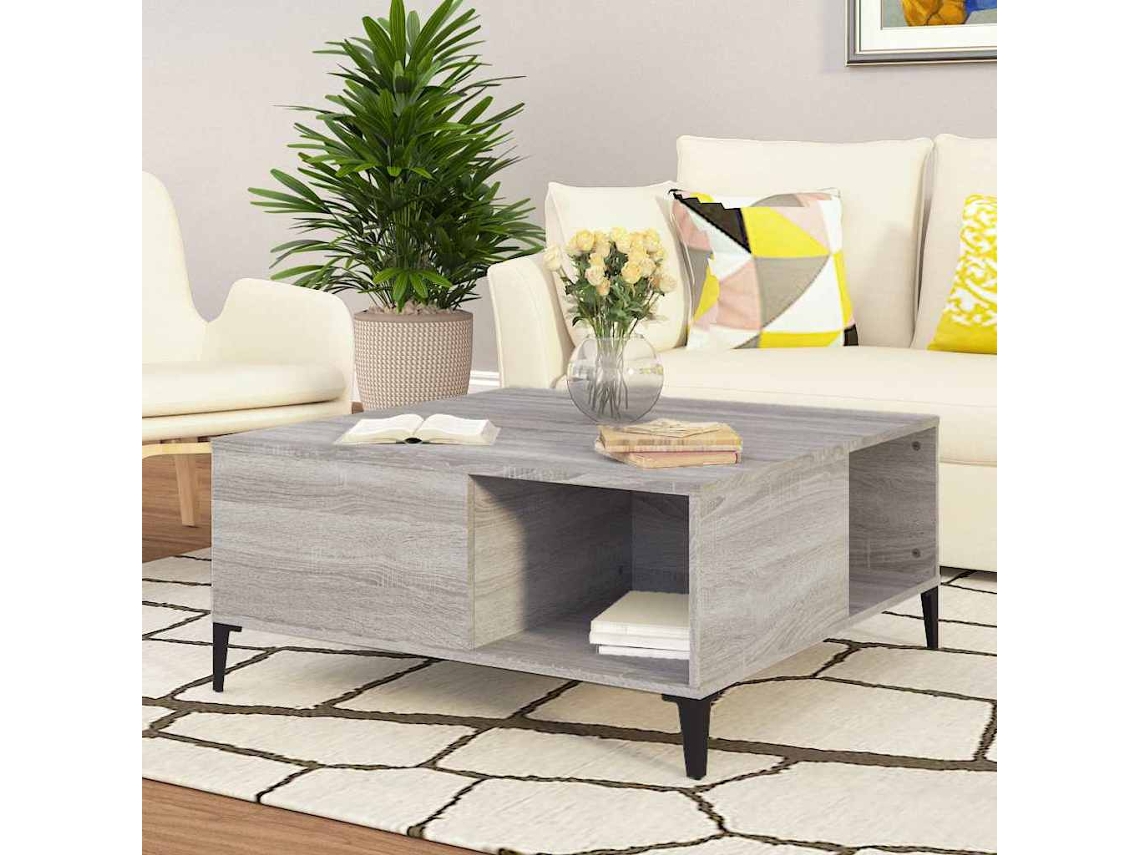 Vidaxl Mesa De Centro 80x80x36,5 Cm Derivados Madeira Cinzento Sonoma