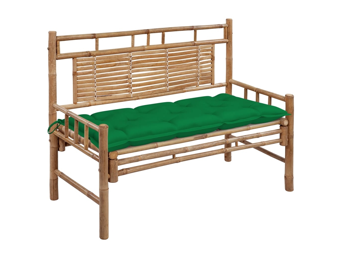 Vidaxl Banco De Jardim Com Almofadão 120 Cm Bambu