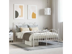 Vidaxl Estrutura De Cama Com Cabeceira E Pés 120x200 Cm Metal Branco
