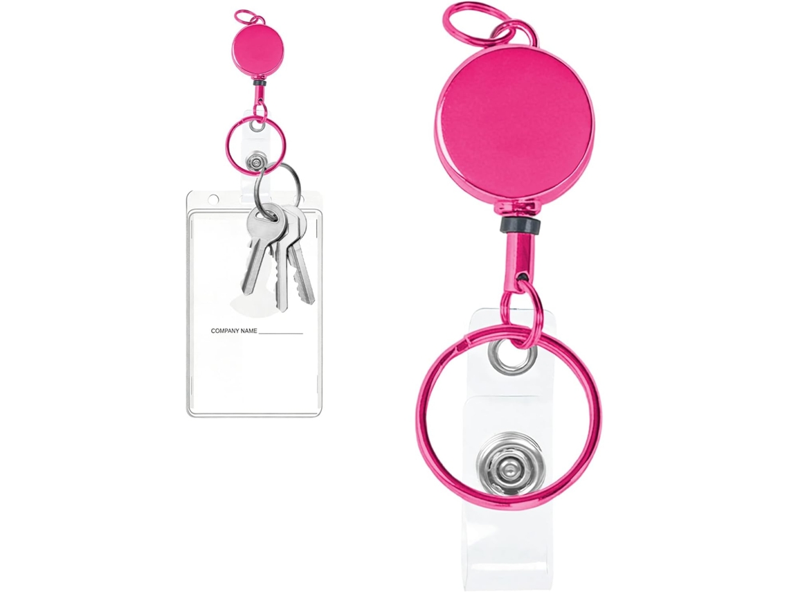 Chaveiro retrátil resistente, Chaveiro retrátil Zinco League com cordão de aço reforçado, Crachás Cordão portátil