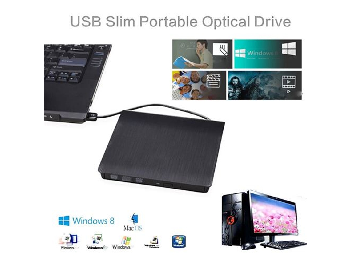 Qumox Leitor De Dvd Externo Usb 3.0 Portátil Cd Dvd Externo Aquaforge