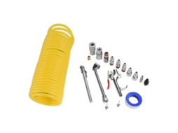 Kit de acessórios pneumáticos com 20 peças: mangueira, pistola de ar e conexões para compressor de ar.