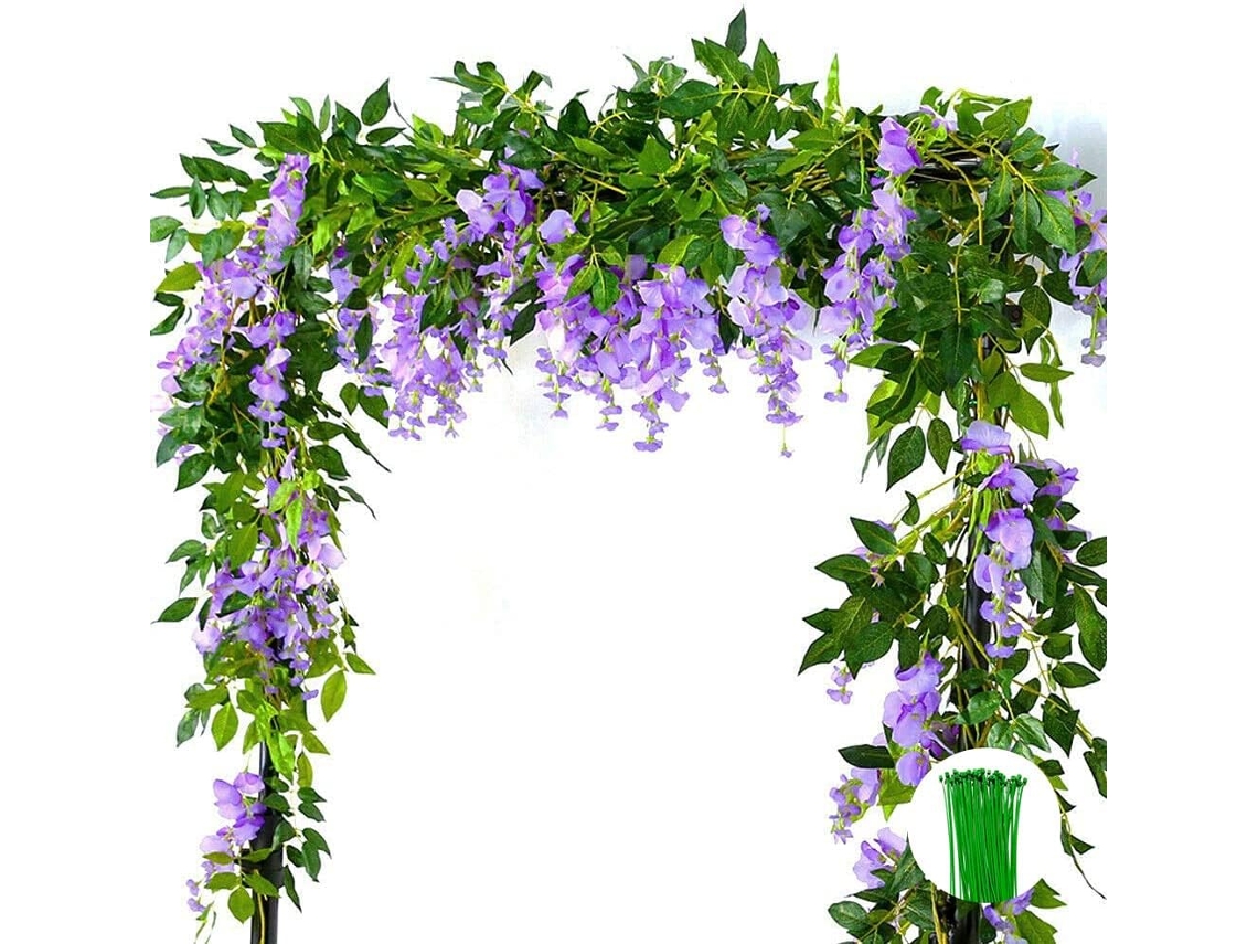 2 Peças de Trepadeiras de Flores Artificiais de Glicínia para Pendurar AQUAFORGE (roxas)