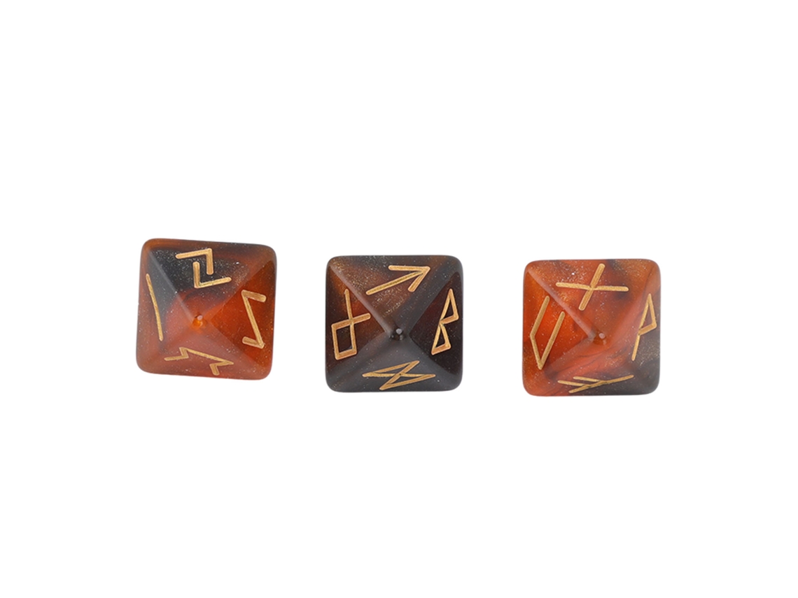 Ats 3 Peças de Dados Rúnicos de 8 Faces Conjunto de Dados Poliédricos para Adivinhação Astrologia Aprendizagem Adultos Preto Ouro