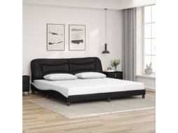 Vidaxl Estrutura De Cama Sem Colchão Hvar Couro Artificial Preto E Branco