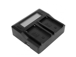 Carregador de Bateria de Câmera Digital de Canal Duplo com Display Lcd para Plugue Europeu Np-F770 F750 F550 F960