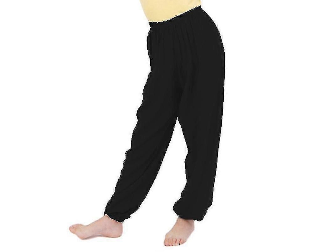 Calcinha Baggy Para Crianças Menino Menina Dança Aladdin Bloomers Yoga Calças Casuais Soltas Harem Pants Preto