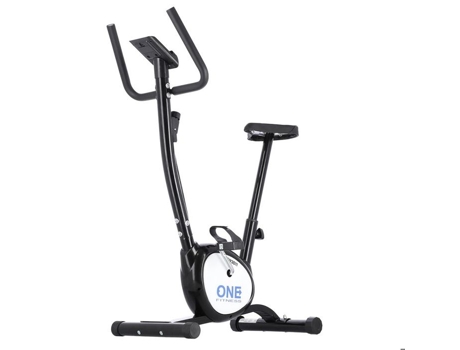 Bicicleta ergométrica One Fitness RW3011 com resistência mecânica e design atraente, suporte móvel