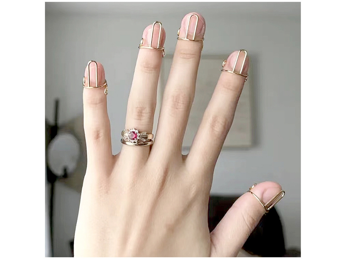 10pcs Anéis De Unhas Ajustáveis ​​Reutilizáveis ​​De Metal, Charme Para Unhas, Decoração Diy Sem Cola, Artigo De Beleza Para Mulheres