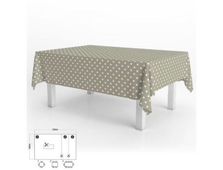 Mantel hule rectangular topos beige impermeable antimanchas pvc 140x250 cm.  recortable uso interior y exterior