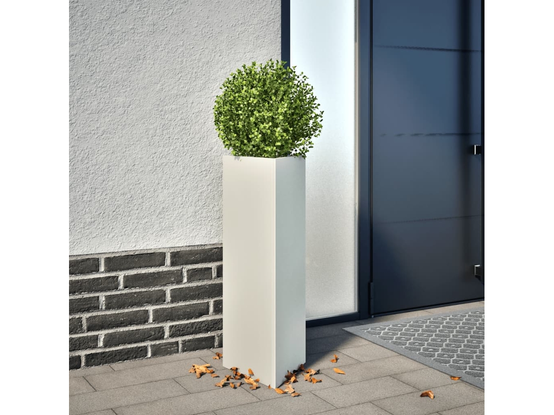 Vidaxl Vaso/floreira De Jardim Triangular 30x26x75 Cm Aço Branco