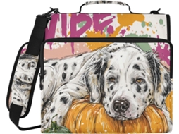 Pasta Escolar Dots Dog Pumpkin 3 Argolas De 1, 5 Polegadas Com Zíper, Alça De Ombro, Vários Bolsos, Organizador