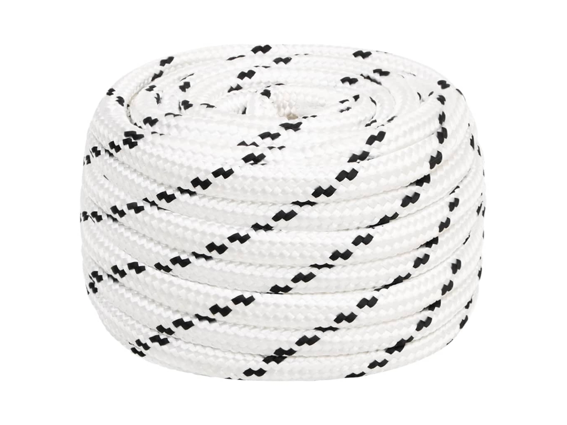 Vidaxl Corda Entrançada Para Barco 18 Mm 25 M Poliéster Branco