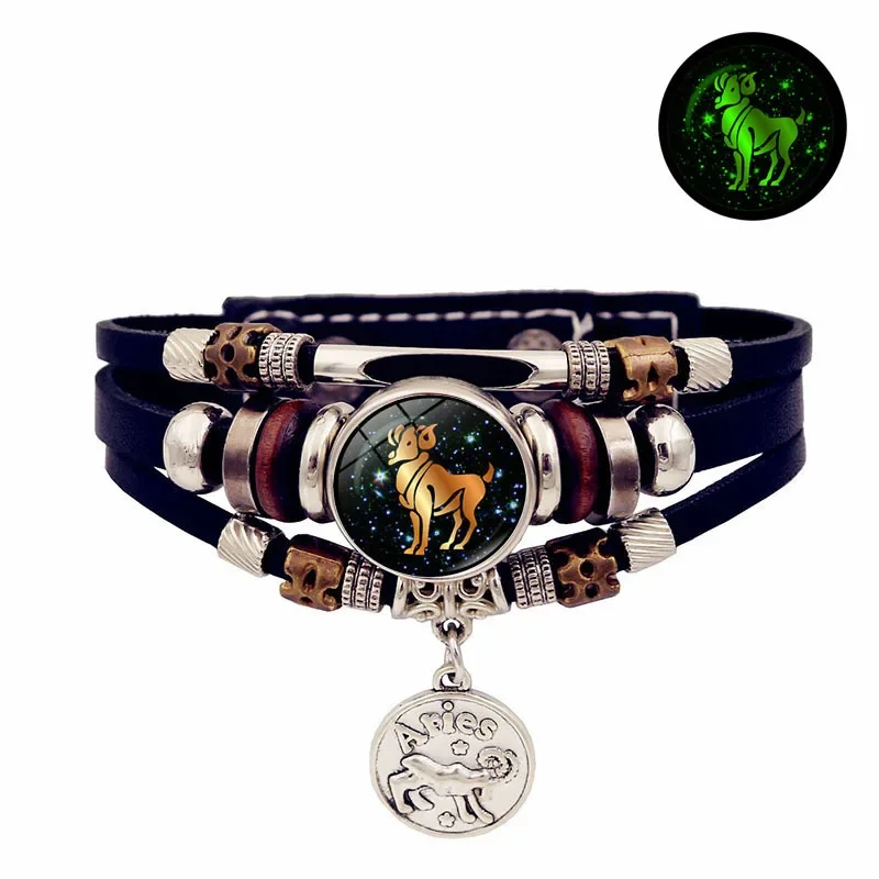 Pulseira Vintage Do Zodíaco Que Brilha No Escuro (áries)