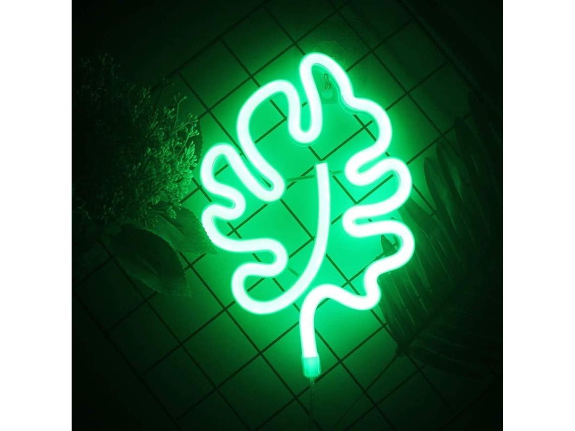 Cartel De Neón De Hoja Verde Led Para Pared, Luz De Neon Para Dormitorio Y Restaurante 2025