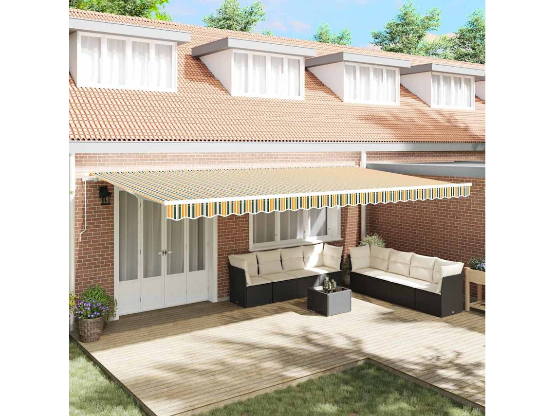Vidaxl Tecido De Substituição Para Toldo Verde E Amarelo 580 X 345 Cm