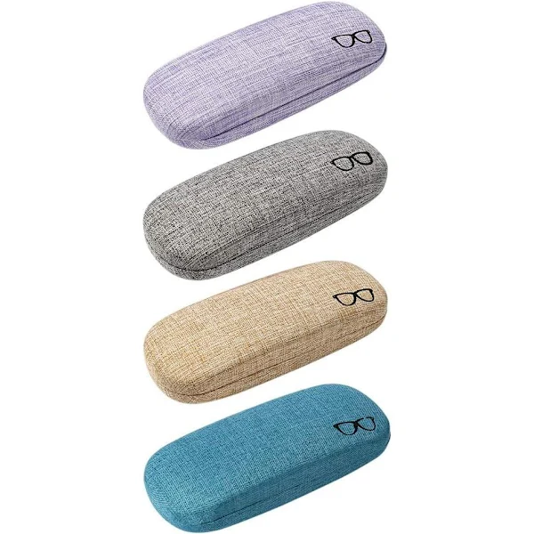 Conjunto de 4 Estojos Rígidos para Óculos, Grande em Tecido de Linho, Protetor Simples AQUAFORGE
