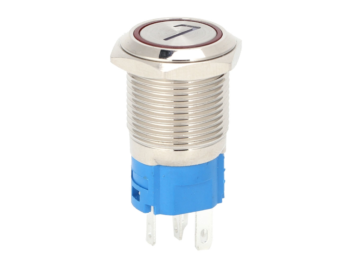 Interruptor de Botão Auto bloqueio com Luz e Número 5 Pinos Inox
