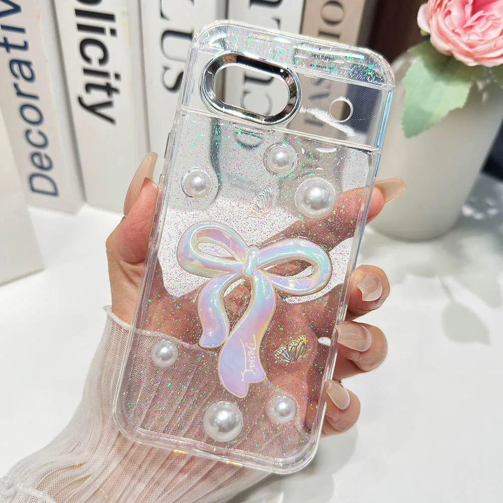 (hdjpixel 8a) Capa De Celular Decorativa Com Glitter, Transparente E Resistente A Impactos.