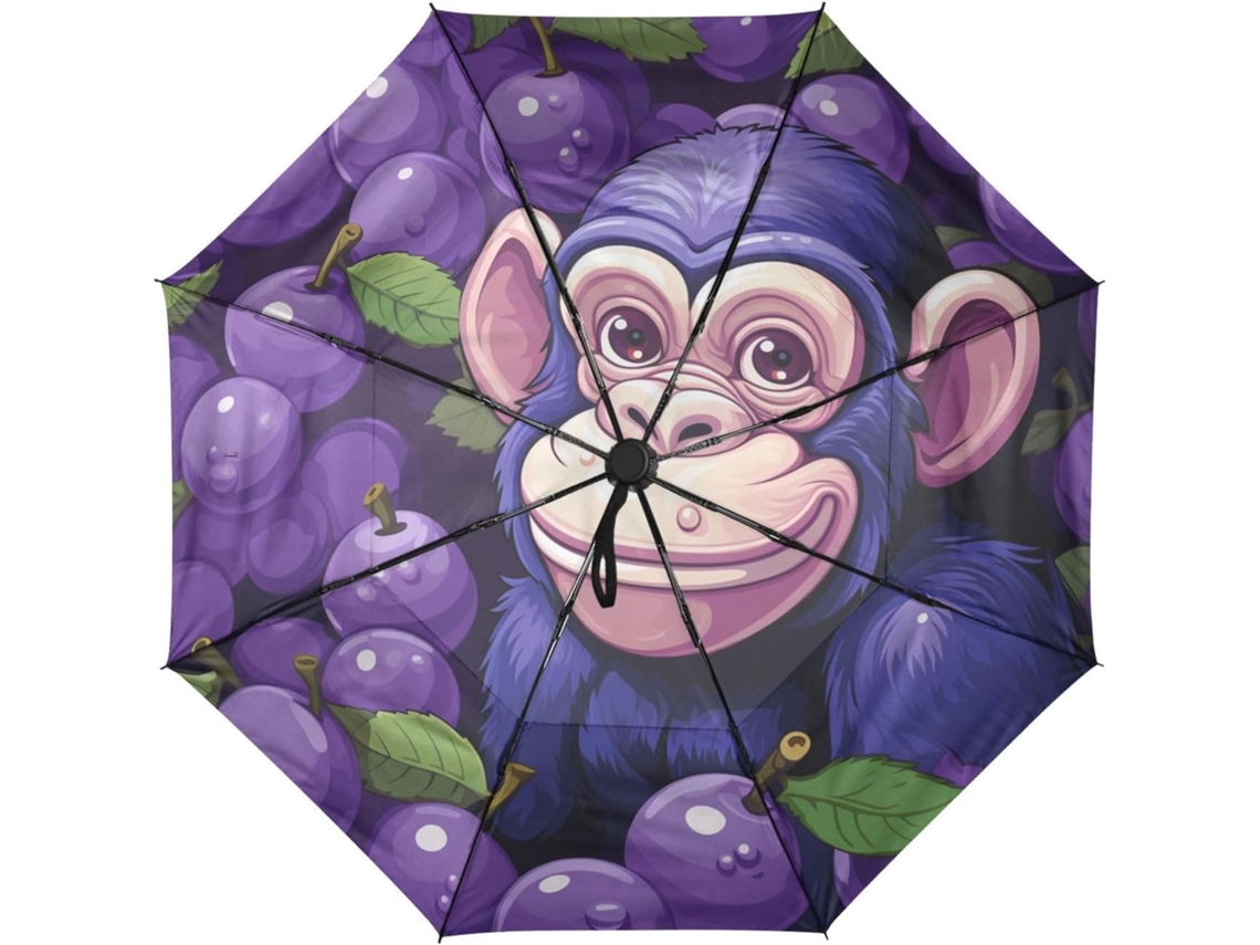 Guarda Chuva de Viagem Monkey Grape Art Resistente | S/MARCA