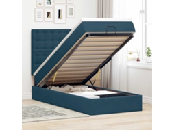 Vidaxl Estrutura De Cama Otomana Com Colchões Azul Escuro Veludo