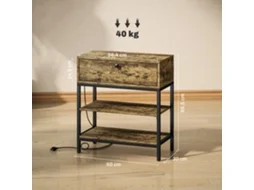 Mesa Auxiliar Melamina de Madeira e Metal Cor Castanho Rústico 60x30x66,5 cm Homcom