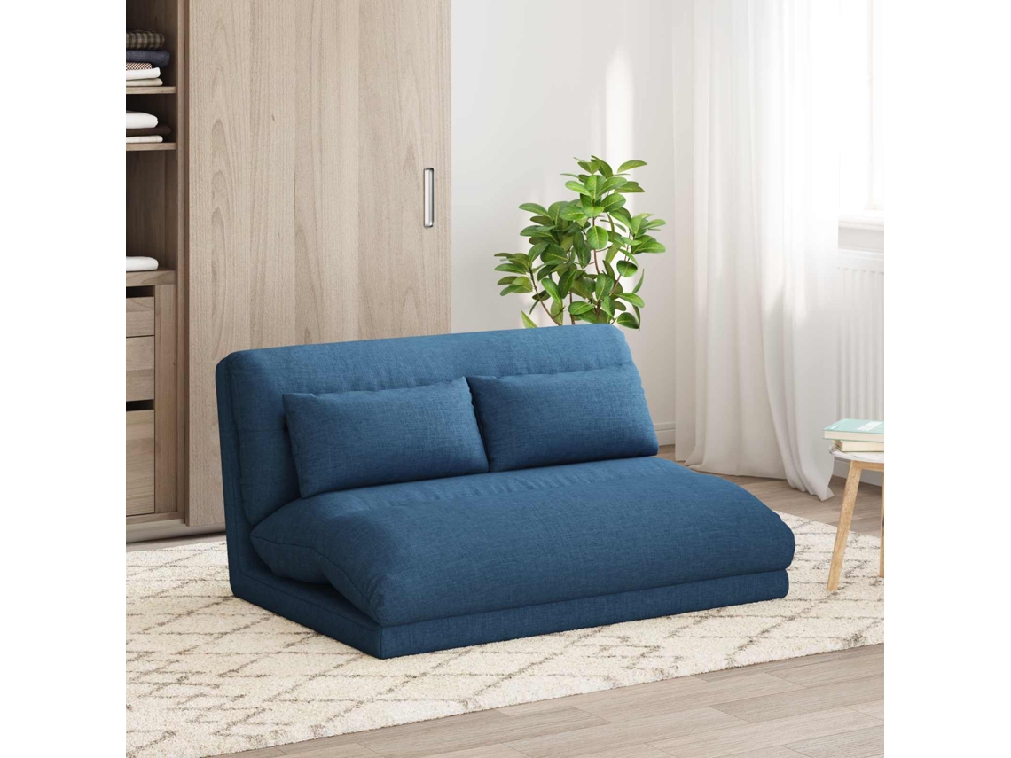 Vidaxl Cadeira De Chão Ajustável Azul Tecido