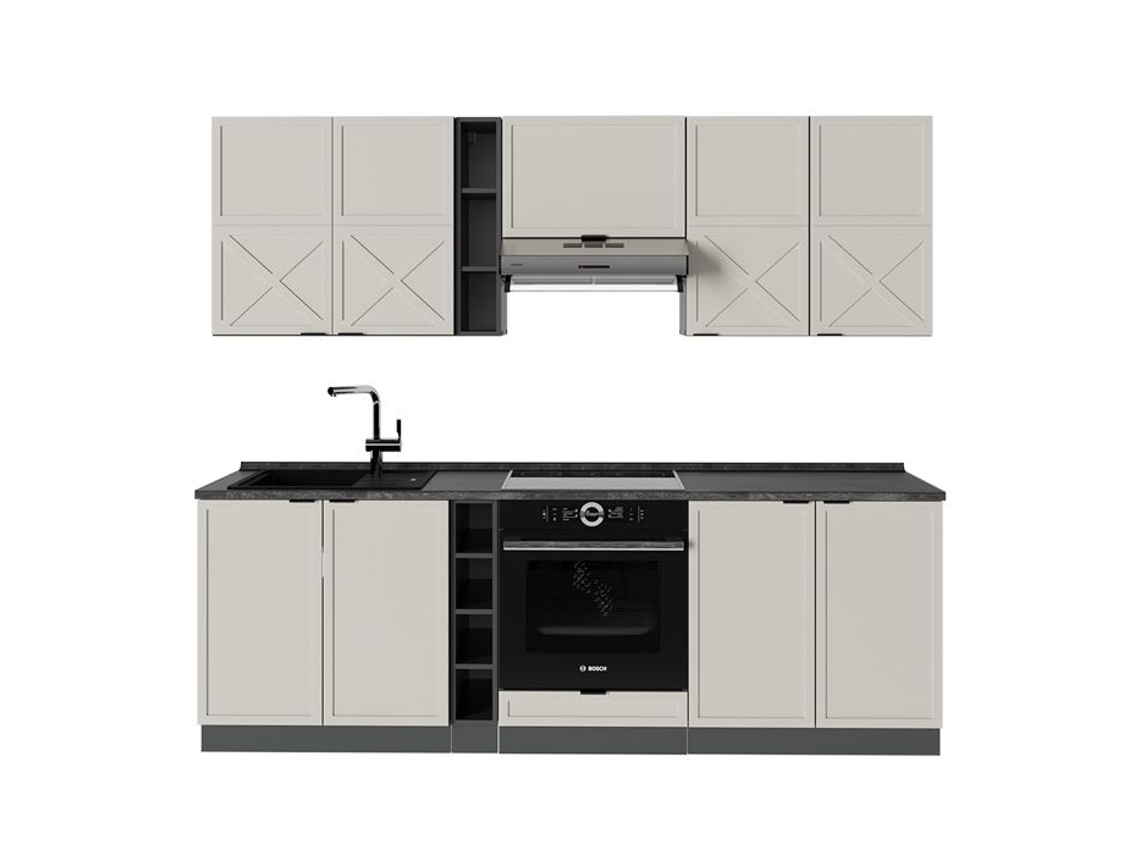 Cozinha Fame Line, 235cm, Pt Chêne, Grisbeige/antracite, Antracite, Vicco