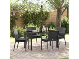 Vidaxl Conjunto De Jantar Para Jardim 5 Unid. Preto E Cinza