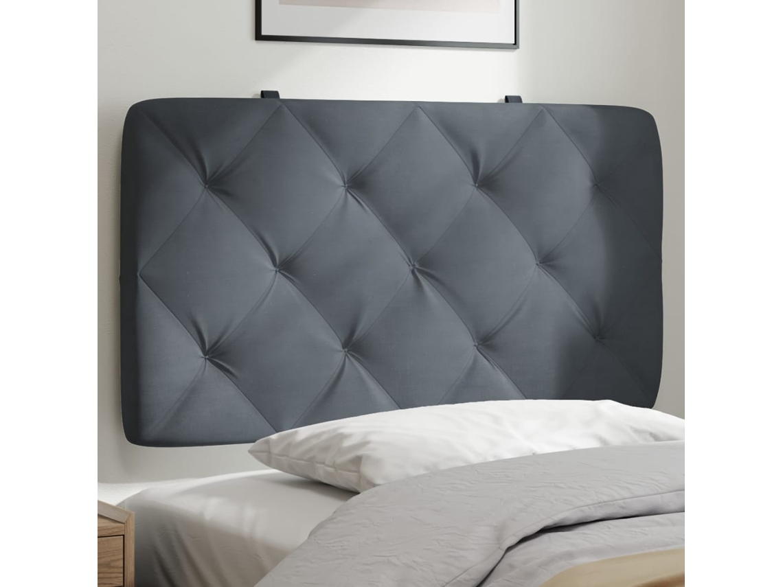 Cojín para cabecero de terciopelo gris oscuro de 90 cm