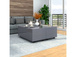 Vidaxl Mesa De Centro 100x100x35 Cm Cinzento Brilhante