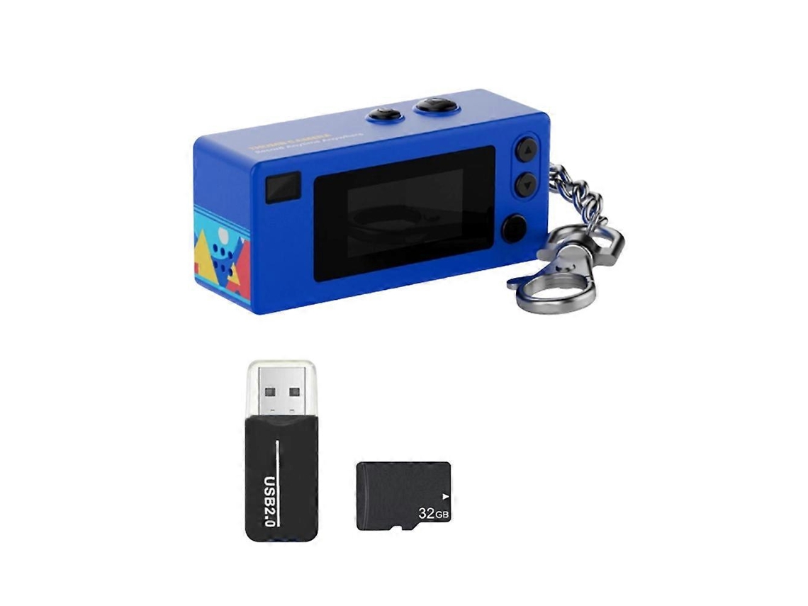 Mini Câmara De Ação Retro Para Chaveiro Com Cartão De 32 Gb E Ecrã De 0,96 Polegadas, Azul