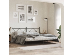 Estrutura De Cama Com Cabeceira 200x200 Cm Metal Preto