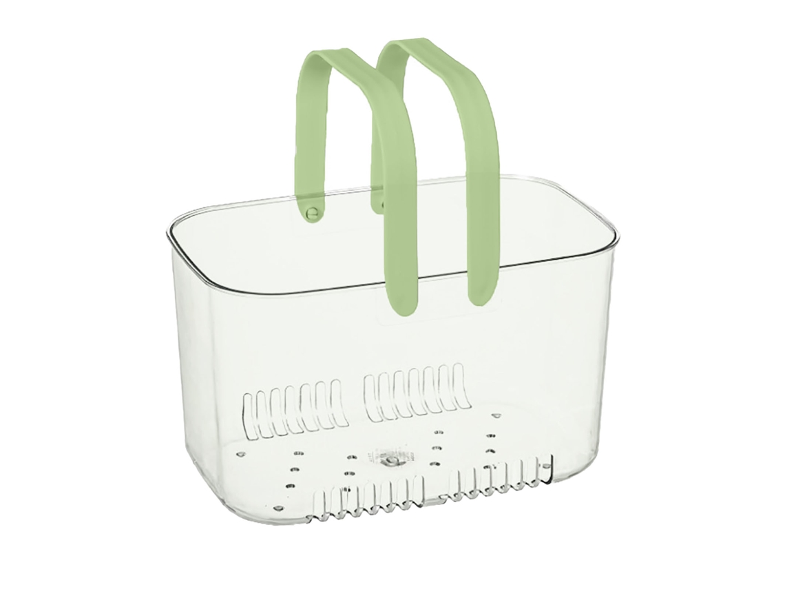 Cesta de mão transparente com alças confortáveis e vendações para armazenamento de frutas verde S/MARCA
